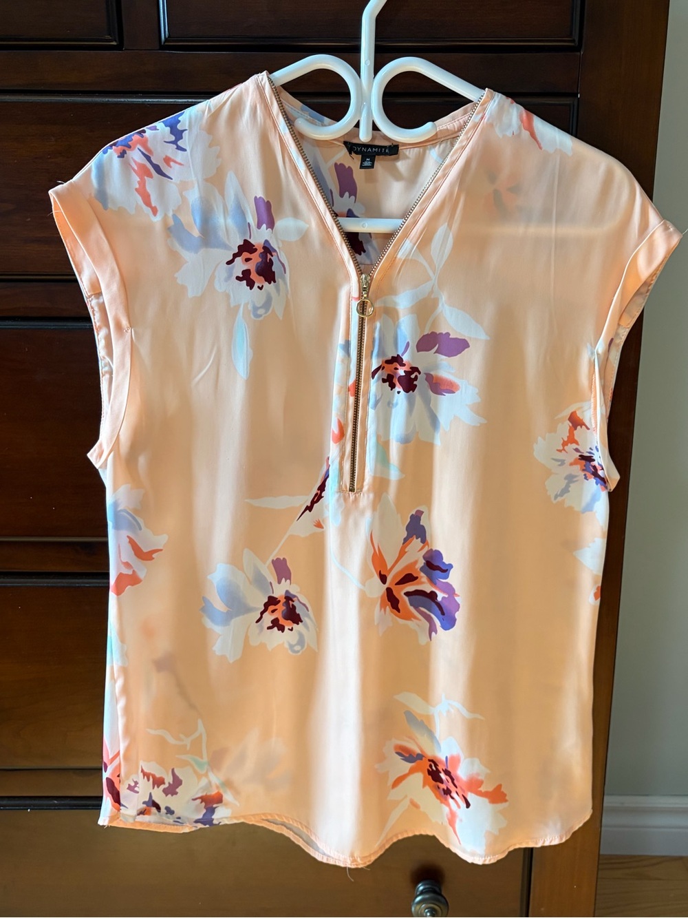 Dynamite Floral Zip-Front Women's Blouse